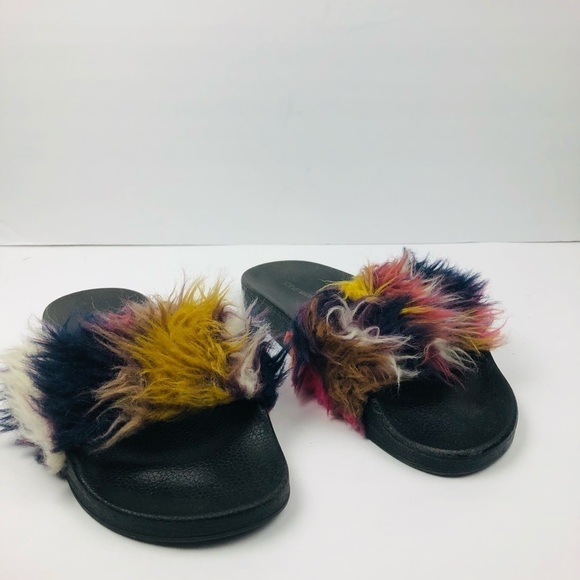 Steve Madden women’s‎ black slip on Fake fur sandals Size 9 - Picture 8 of 9